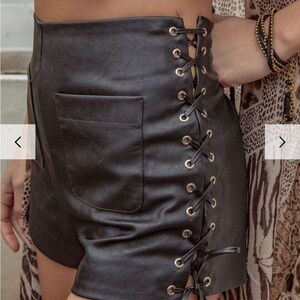 12th Tribe Tie Breaker Faux Leather Shorts
